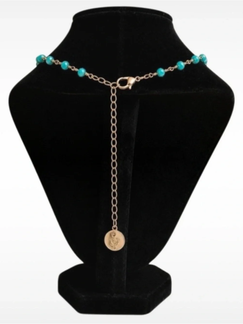 Vintage Style Turquoise Color Beaded Floral Charm Necklace Great to Bundle!